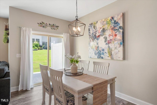 1119 Latitude Dr, Durham, NC 27713 - dining room with a chandelier and wood finished floors