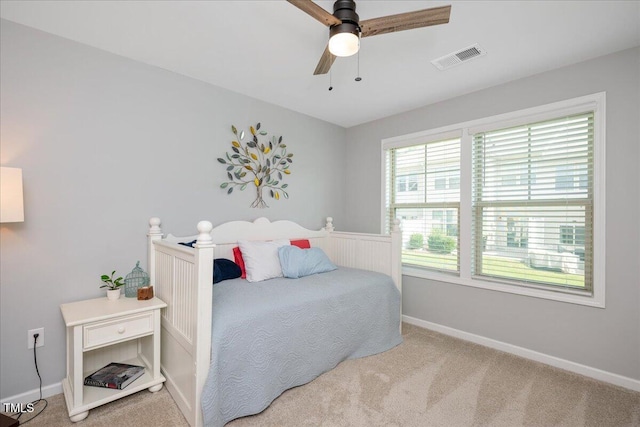 1119 Latitude Dr, Durham, NC 27713 - bedroom featuring light colored carpet and ceiling fan