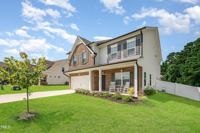 3922 Cross Timber Ln, Raleigh, NC 27603 - craftsman house featuring a porch, a garage, driveway, and brick siding