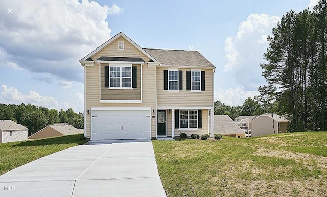 2802 W Brookwood Ct, Creedmoor, NC 27522 - traditional-style house with driveway, a garage, and a front lawn