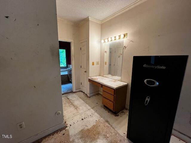 3573 River View Cir, Oxford, NC 27565 - bathroom with ornamental molding and a textured ceiling