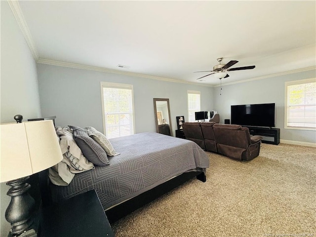 914 W Rowan St SW, Fayetteville, NC 28301 - carpeted bedroom featuring crown molding and a ceiling fan