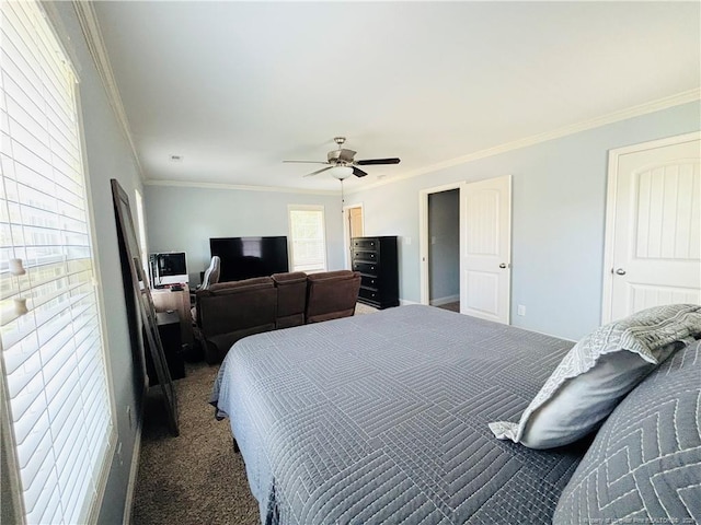 914 W Rowan St SW, Fayetteville, NC 28301 - carpeted bedroom with ornamental molding and a ceiling fan