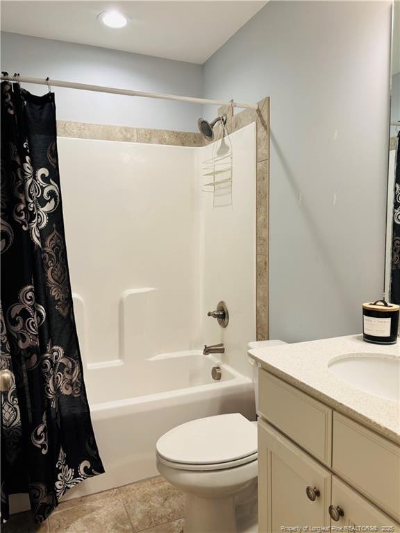 914 W Rowan St SW, Fayetteville, NC 28301 - full bathroom with shower / tub combo with curtain, vanity, and tile patterned flooring