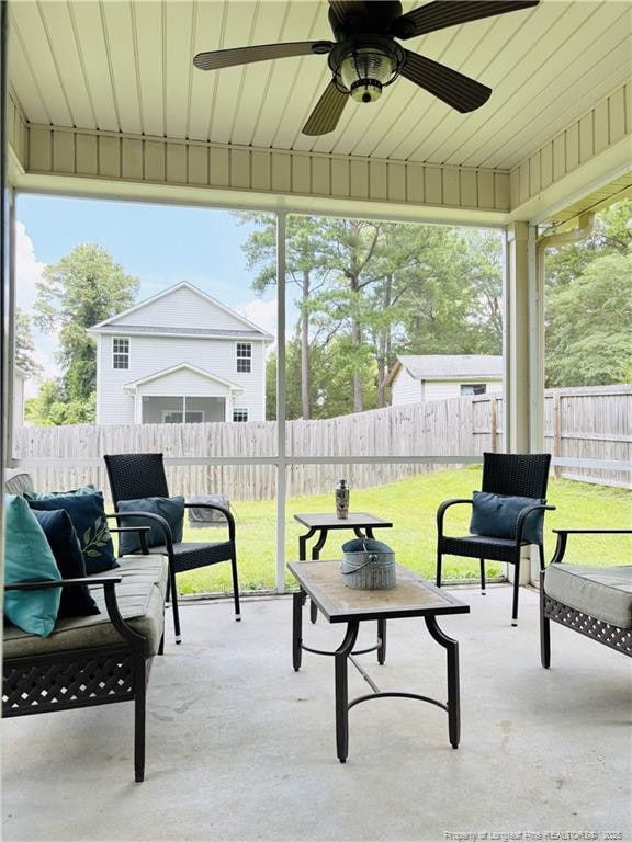 914 W Rowan St SW, Fayetteville, NC 28301 - fenced backyard featuring a patio area and ceiling fan