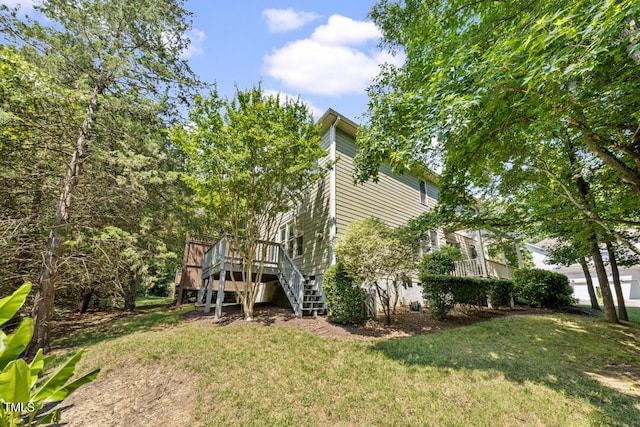 203 Bluefield Rd, Chapel Hill, NC 27517 - view of side of property featuring stairs, a yard, and a deck