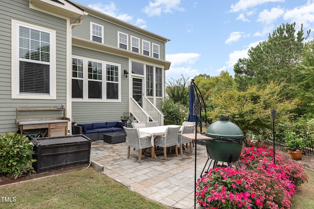 1501 Heritage Reserve Ct, Wake Forest, NC 27587 - view of patio with an outdoor hangout area, outdoor dining area, and entry steps