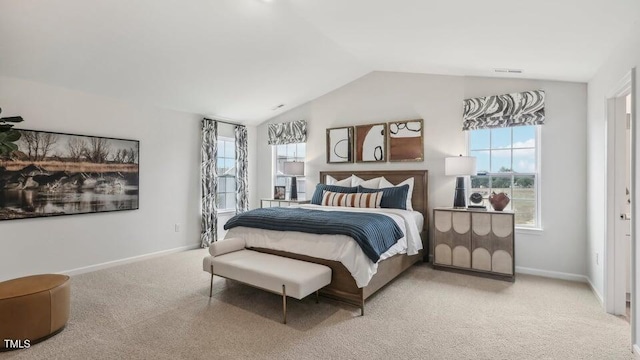 716 Holstein Dairy Way, Wake Forest, NC 27587 - bedroom featuring carpet, lofted ceiling, and multiple windows