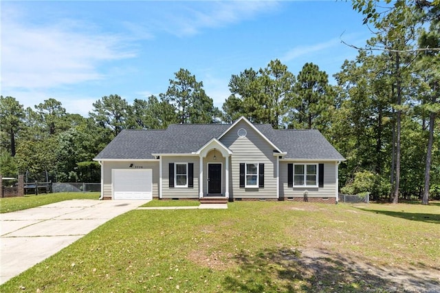 3326 Donnett Dr, Spring Lake, NC 28390 - single story home with crawl space, an attached garage, and concrete driveway