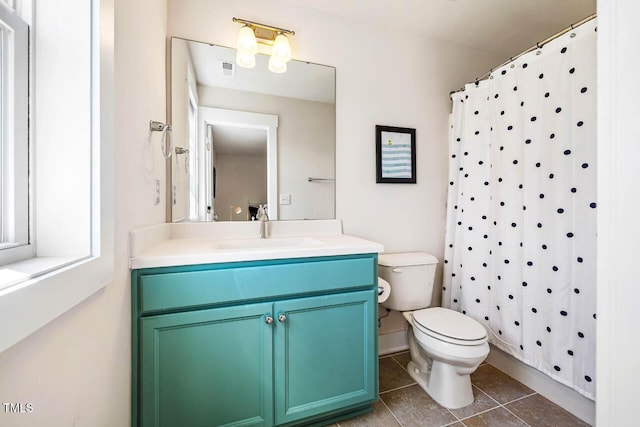 438 Granite Mill Blvd, Chapel Hill, NC 27516 - bathroom with vanity, tile patterned floors, and a shower with shower curtain