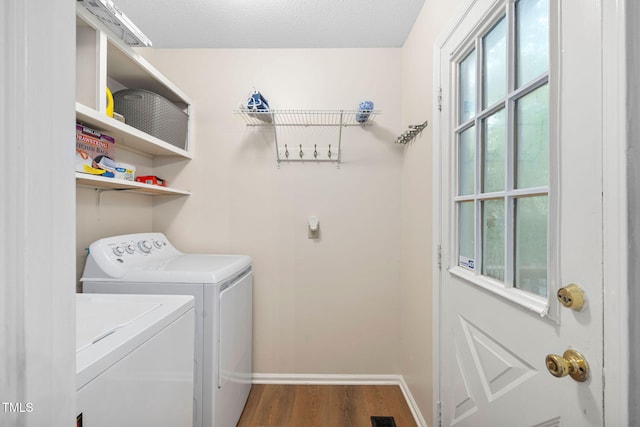 4316 American Dr, Durham, NC 27705 - laundry room featuring independent washer and dryer and dark wood finished floors