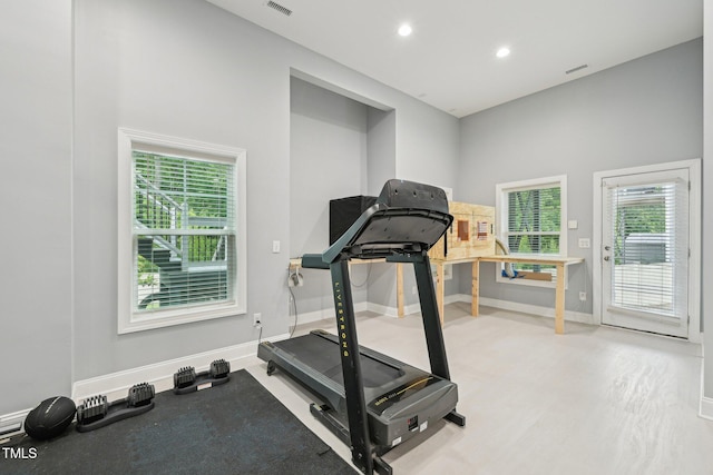 421 Gilpin Way, Cary, NC 27519 - exercise area featuring baseboards and recessed lighting