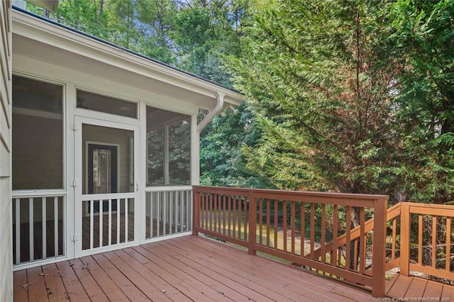 57 Spring Water Ct, Spring Lake, NC 28390 - wooden deck with a sunroom