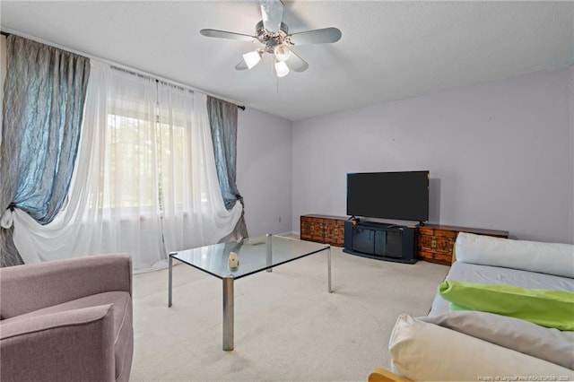 5945 Muscat Rd, Hope Mills, NC 28348 - living room with carpet and a ceiling fan