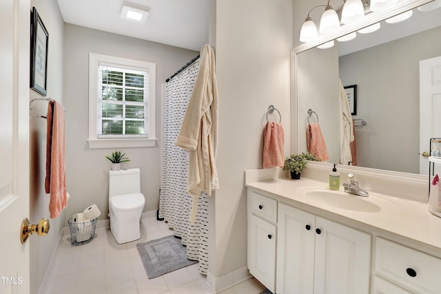 5004 Sunset Forest Cir, Holly Springs, NC 27540 - full bathroom featuring vanity, tile patterned flooring, and curtained shower