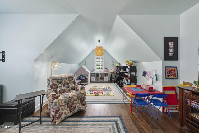 210 Meadow Lake Dr, Youngsville, NC 27596 - playroom featuring wood-type flooring and lofted ceiling