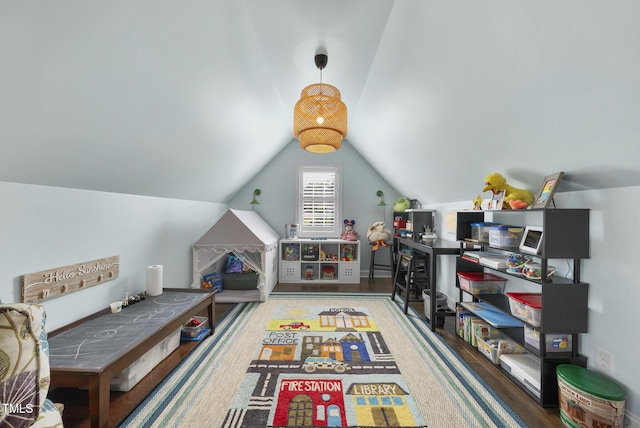 210 Meadow Lake Dr, Youngsville, NC 27596 - recreation room featuring vaulted ceiling and wood finished floors