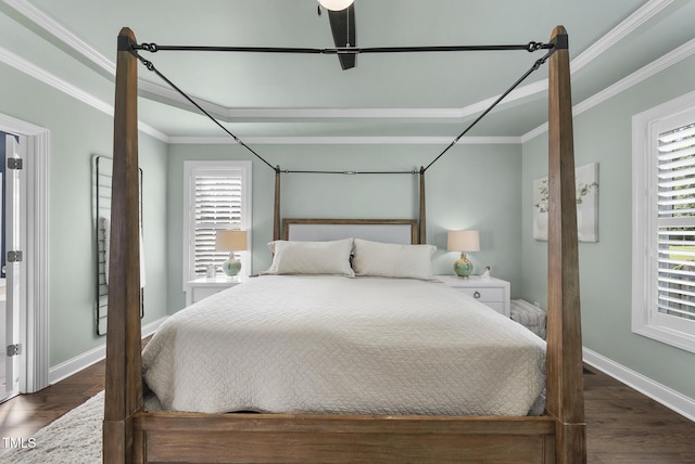 210 Meadow Lake Dr, Youngsville, NC 27596 - bedroom with ornamental molding, wood finished floors, and a tray ceiling