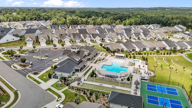113 Canary Ct, Raleigh, NC 27610 - aerial view of residential area featuring a pool and a forest