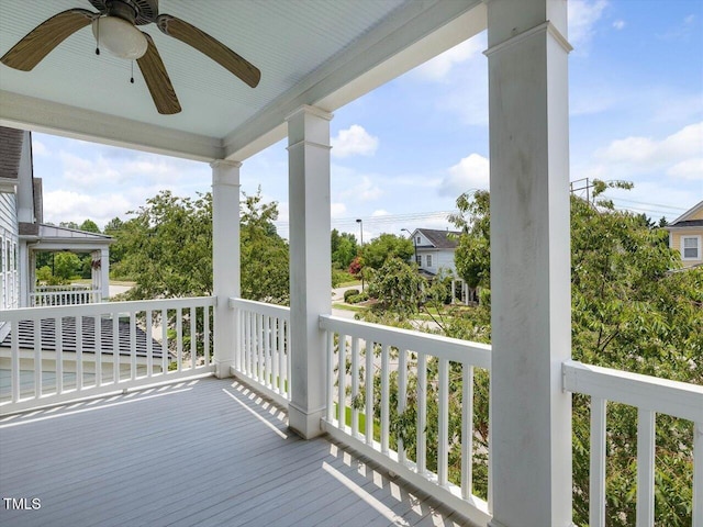 7712 Acc Blvd, Raleigh, NC 27617 - wooden porch with a ceiling fan