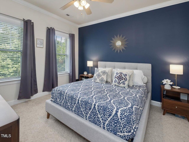 7712 Acc Blvd, Raleigh, NC 27617 - carpeted bedroom with crown molding and ceiling fan