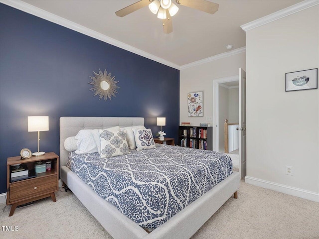 7712 Acc Blvd, Raleigh, NC 27617 - bedroom featuring carpet floors, crown molding, and ceiling fan