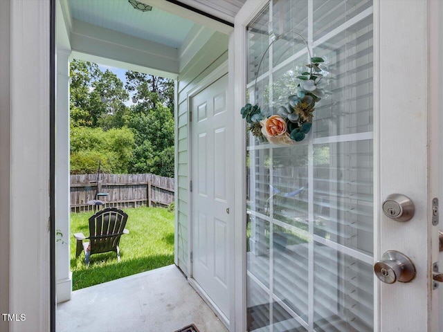 7712 Acc Blvd, Raleigh, NC 27617 - entryway featuring unfinished concrete floors