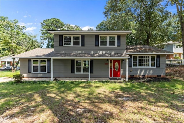 521 Fawn Ct, Fayetteville, NC 28303 - view of front of property featuring a front yard, a shingled roof, and a porch