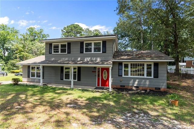 521 Fawn Ct, Fayetteville, NC 28303 - split level home with crawl space, covered porch, and roof with shingles