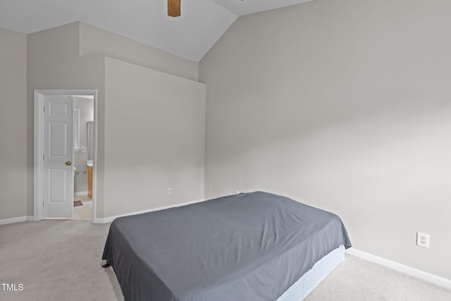 108 Tarlow Ct, Cary, NC 27513 - bedroom featuring carpet floors, vaulted ceiling, and ceiling fan