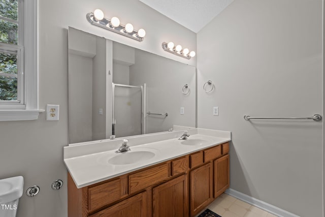108 Tarlow Ct, Cary, NC 27513 - full bathroom with a stall shower and double vanity