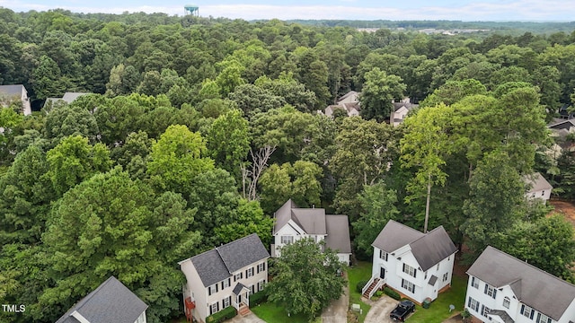 108 Tarlow Ct, Cary, NC 27513 - aerial view of residential area featuring a heavily wooded area