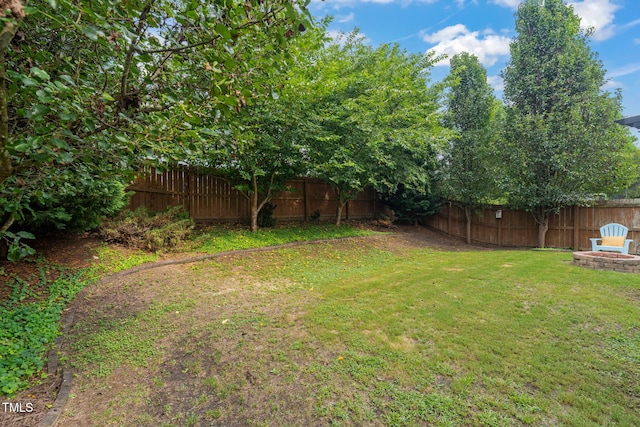 2127 Rivergrass Ct, Raleigh, NC 27610 - fenced backyard featuring an outdoor fire pit