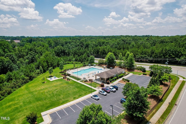 2522 Dalmahoy Ln, Fuquay Varina, NC 27526 - bird's eye view of a pool area and a forest