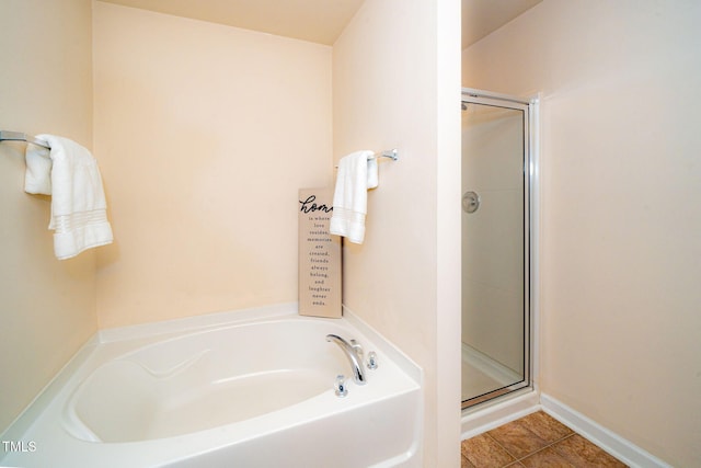 2522 Dalmahoy Ln, Fuquay Varina, NC 27526 - full bath with a stall shower, a bath, and tile patterned floors