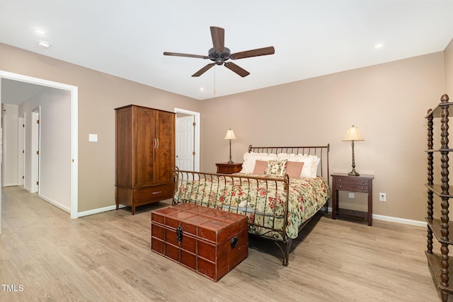 1520 Woodcroft Dr, Raleigh, NC 27609 - bedroom featuring light wood-style flooring and ceiling fan