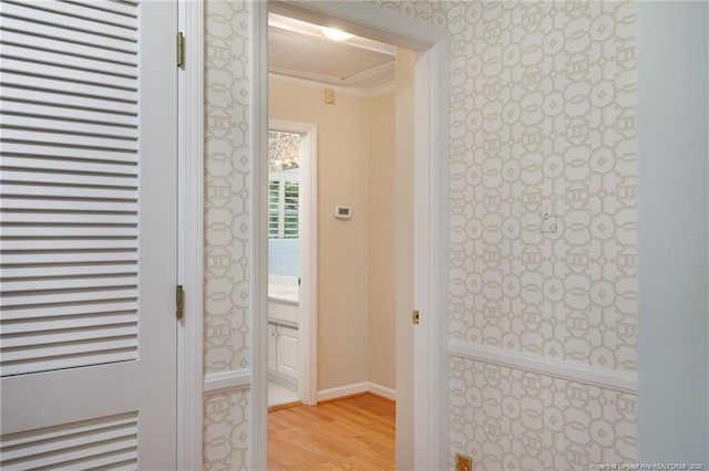 2630 Dartmouth Dr, Fayetteville, NC 28304 - corridor featuring crown molding and wood finished floors