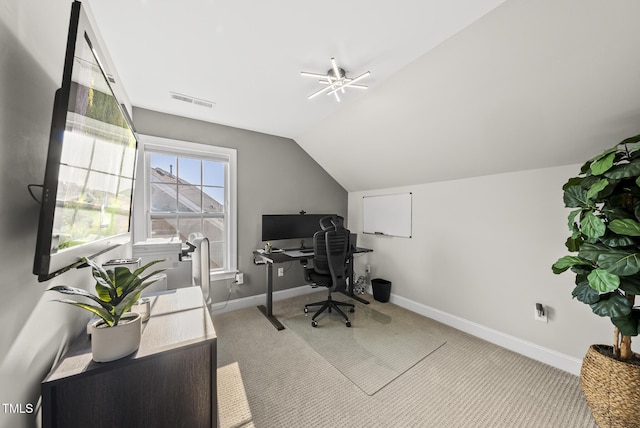 7741 Wilderness Rd, Raleigh, NC 27613 - carpeted office featuring lofted ceiling and ceiling fan