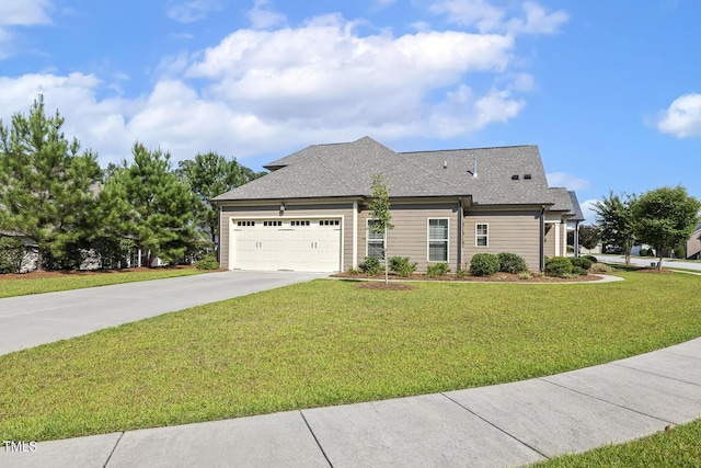 2461 Patriot Bluffs Dr, Fuquay Varina, NC 27526 - view of front of property featuring concrete driveway, a garage, a front yard, and a shingled roof