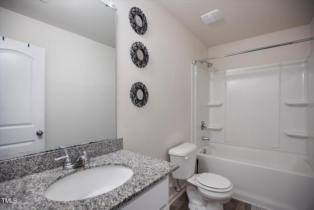 443 Waterfall Rd, Henderson, NC 27537 - bathroom with vanity, wood finished floors, and bathtub / shower combination