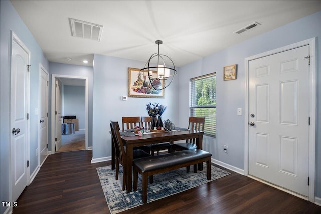 443 Waterfall Rd, Henderson, NC 27537 - dining room featuring dark wood-type flooring, a chandelier, and recessed lighting