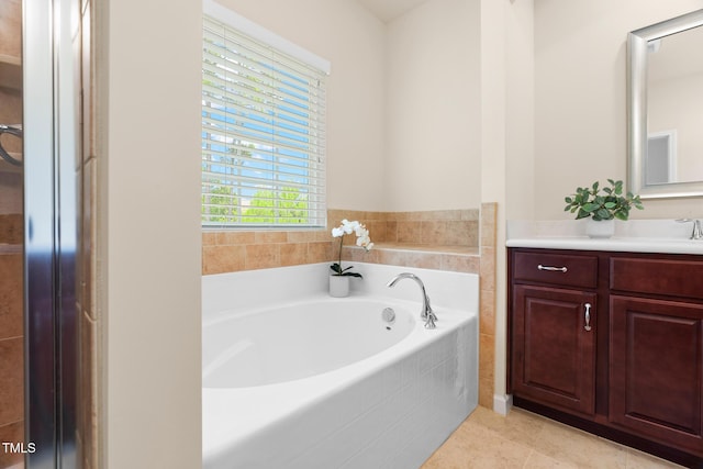 508 Durants Neck Ln, Morrisville, NC 27560 - full bathroom featuring vanity, a garden tub, and tile patterned floors