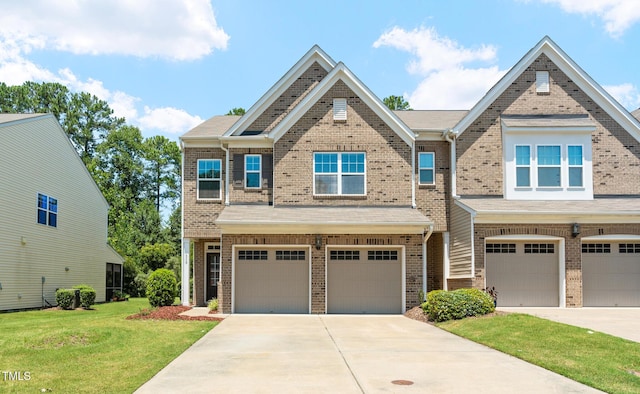 508 Durants Neck Ln, Morrisville, NC 27560 - view of front of house featuring brick siding, an attached garage, a front lawn, and driveway