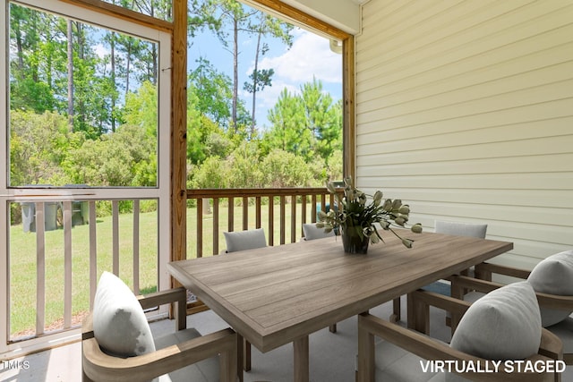 508 Durants Neck Ln, Morrisville, NC 27560 - sunroom / solarium featuring healthy amount of natural light and view of wooded area