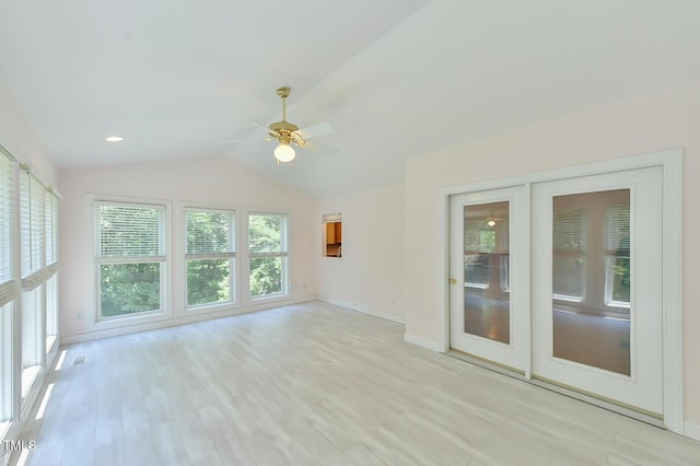 9903 Oak Hollow Rd, Chapel Hill, NC 27516 - empty room featuring a ceiling fan, lofted ceiling, and light wood-type flooring