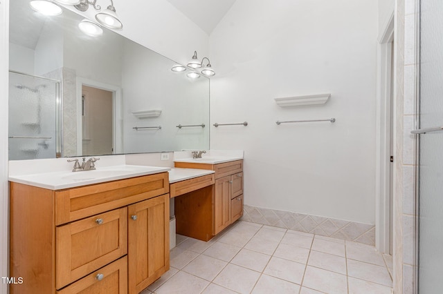 106 Windstream Way, Cary, NC 27518 - full bath featuring a stall shower, double vanity, and tile patterned floors