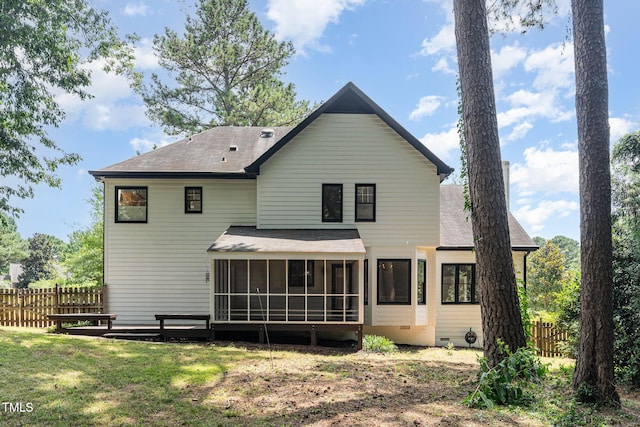 106 Windstream Way, Cary, NC 27518 - back of property with a sunroom and a shingled roof