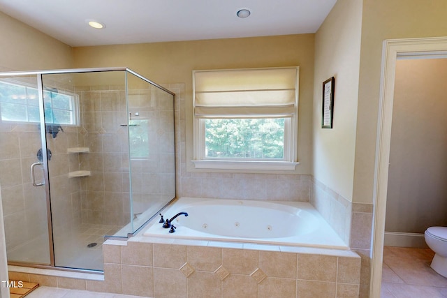 4 Springtree Cir, Durham, NC 27712 - full bathroom with a shower stall, a tub with jets, and tile patterned floors