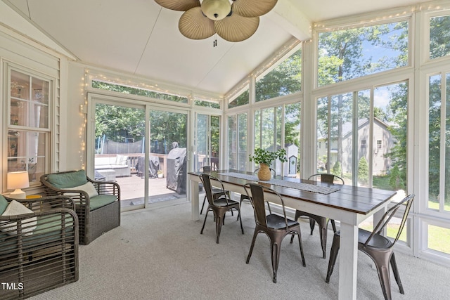 1604 Farm Lake Dr, Holly Springs, NC 27540 - sunroom / solarium with outdoor dining space, healthy amount of natural light, and ceiling fan