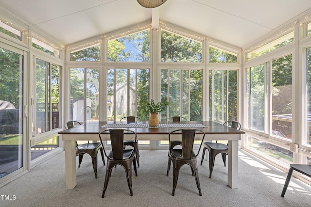 1604 Farm Lake Dr, Holly Springs, NC 27540 - sunroom with carpet flooring and vaulted ceiling
